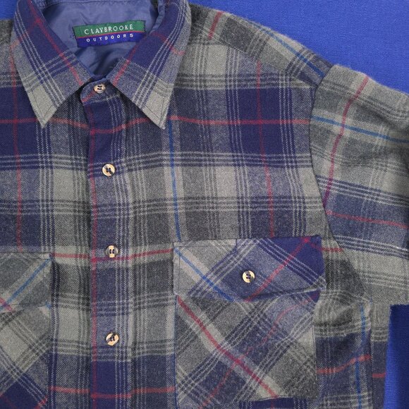 Claybrooke Outdoors Mens Plaid flannel Shirt Medium Acrylic Polyester Shacket - Picture 2 of 8